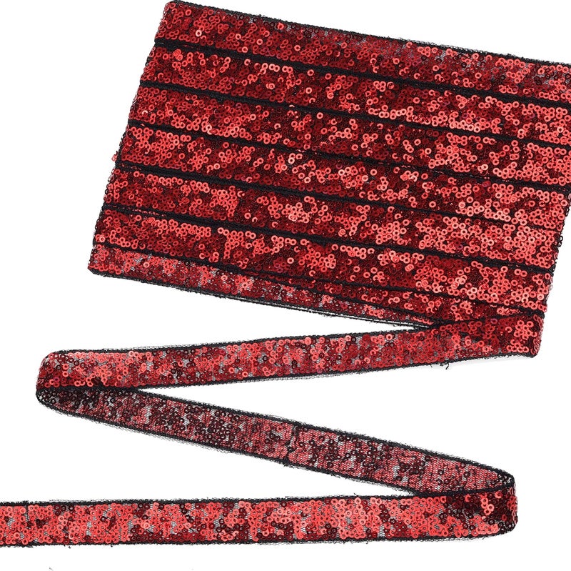 DHFLYDH Red Sequin Trim Sequin Ribbon 7.5 Yards Flat Glitter Trim for Sewing, Costumes, Wedding Decor, Fashion Crafting - Image 1